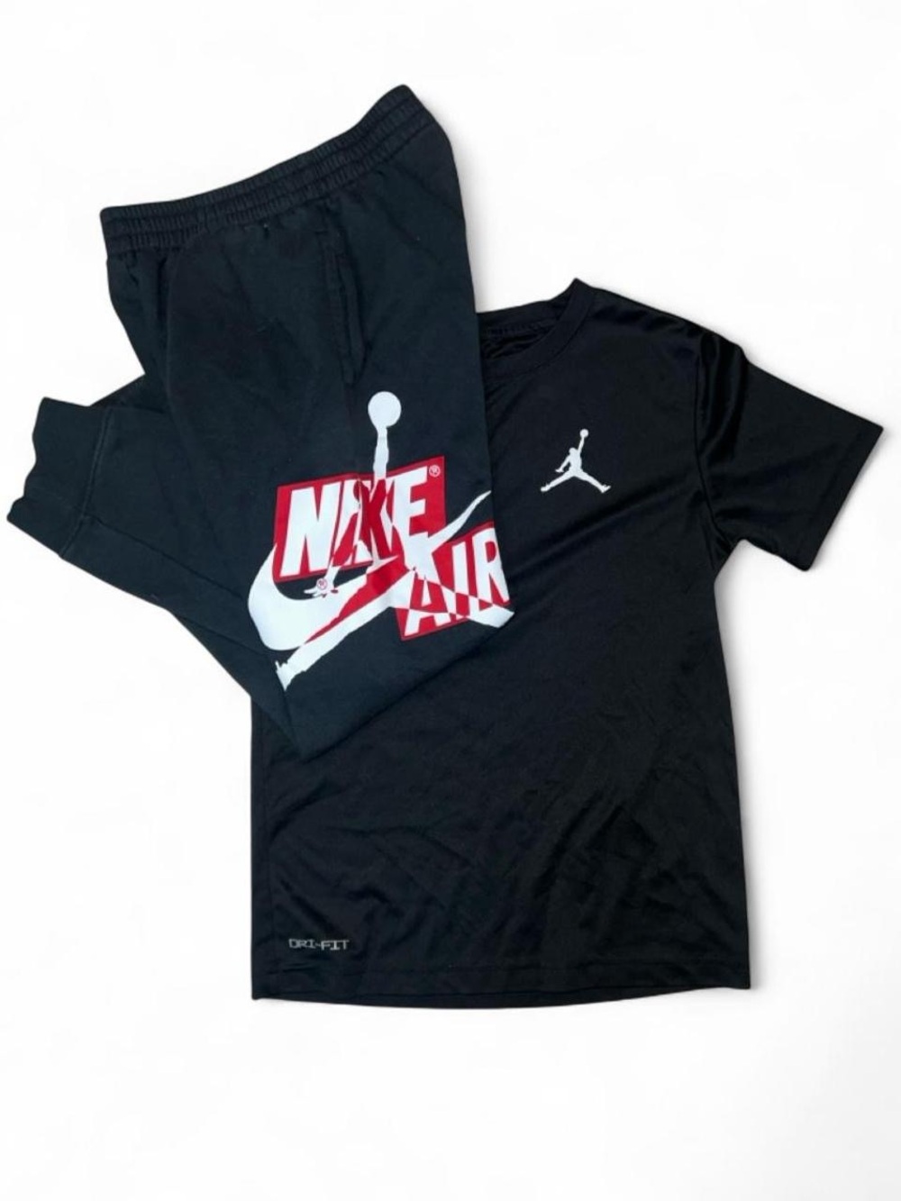 Nike Black Tee and Joggers Set with Red & White Logo